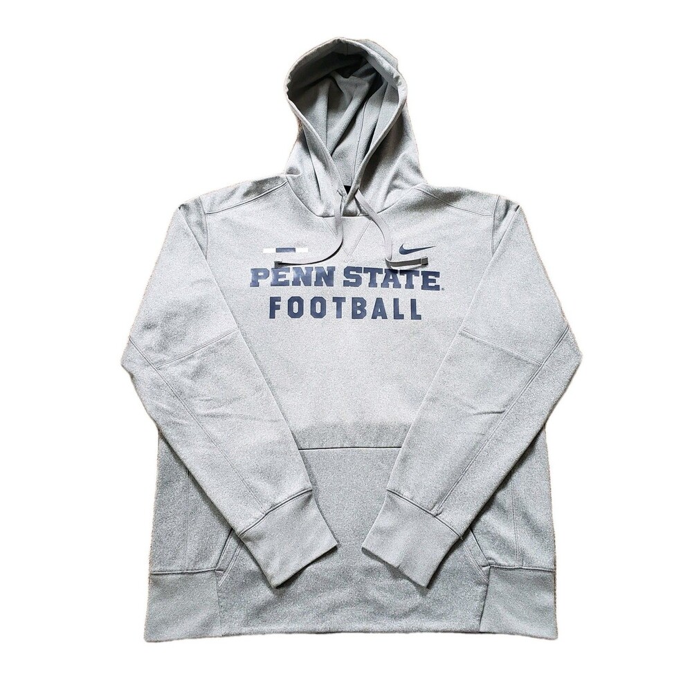 Nike Penn State Nittany Lions Football Sz Large Mens Grey Dri-Fit Hoodie PSU